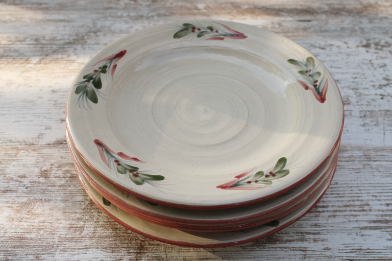 photo of vintage Rowe pottery French Country hand painted stoneware salad plates set of 4  #6
