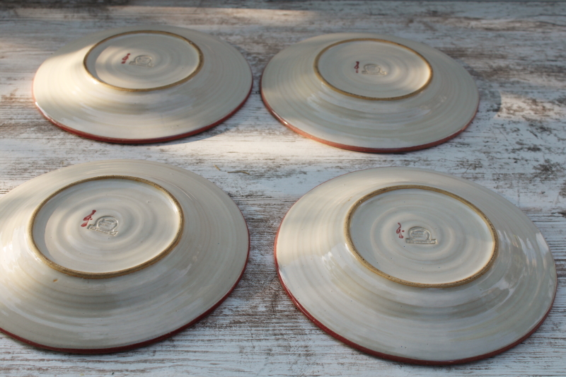 photo of vintage Rowe pottery French Country hand painted stoneware salad plates set of 4  #7