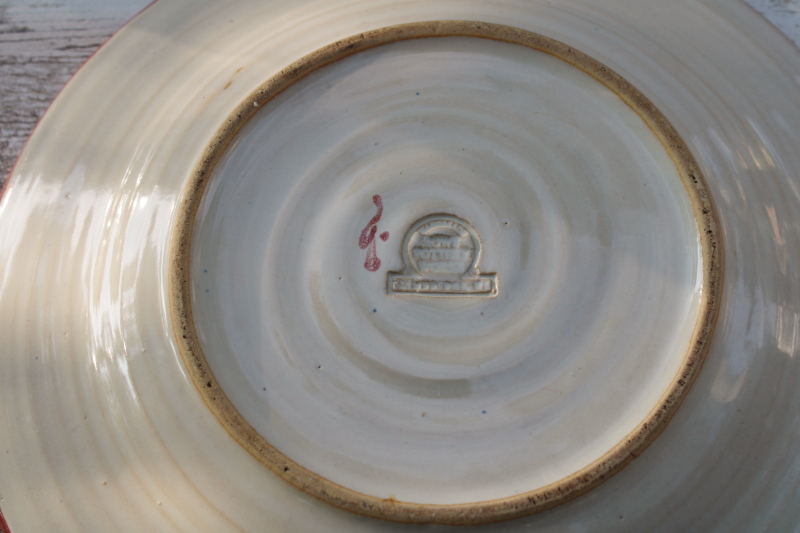 photo of vintage Rowe pottery French Country hand painted stoneware salad plates set of 4  #8