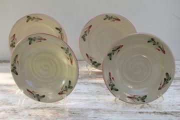 vintage Rowe pottery French Country hand painted stoneware salad plates set of 4 