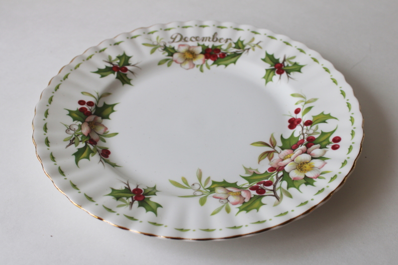 photo of vintage Royal Albert December birthday plate Christmas rose holly flower of the month  #1