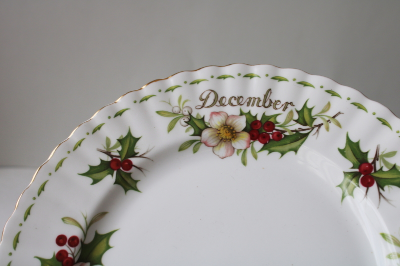 photo of vintage Royal Albert December birthday plate Christmas rose holly flower of the month  #2