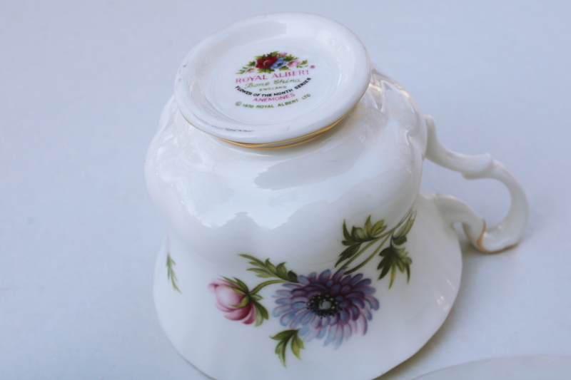 photo of vintage Royal Albert March Anemone birthday flower of the month tea cup & saucer set #4