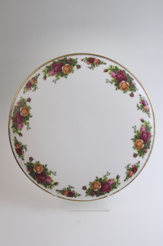 photo of vintage Royal Albert Old Country Roses domed cake plate, low plateau  #1