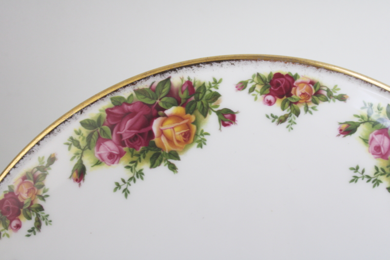 photo of vintage Royal Albert Old Country Roses domed cake plate, low plateau  #2