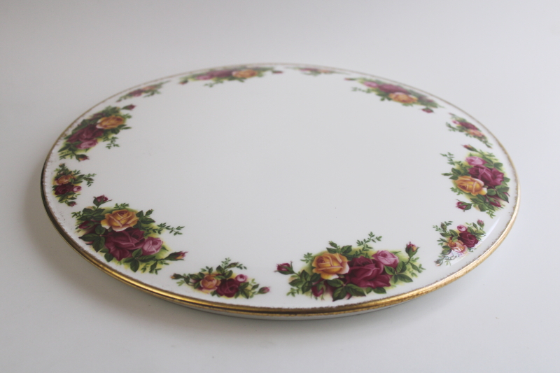 photo of vintage Royal Albert Old Country Roses domed cake plate, low plateau  #5