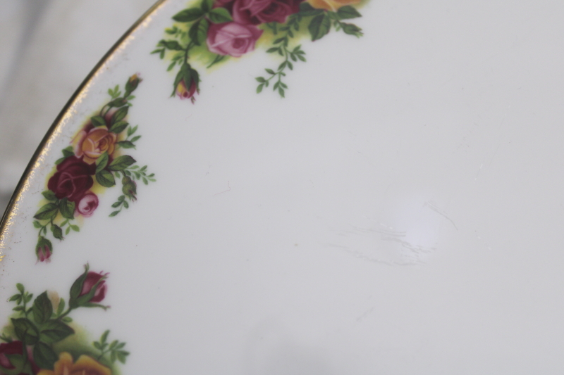 photo of vintage Royal Albert Old Country Roses domed cake plate, low plateau  #6