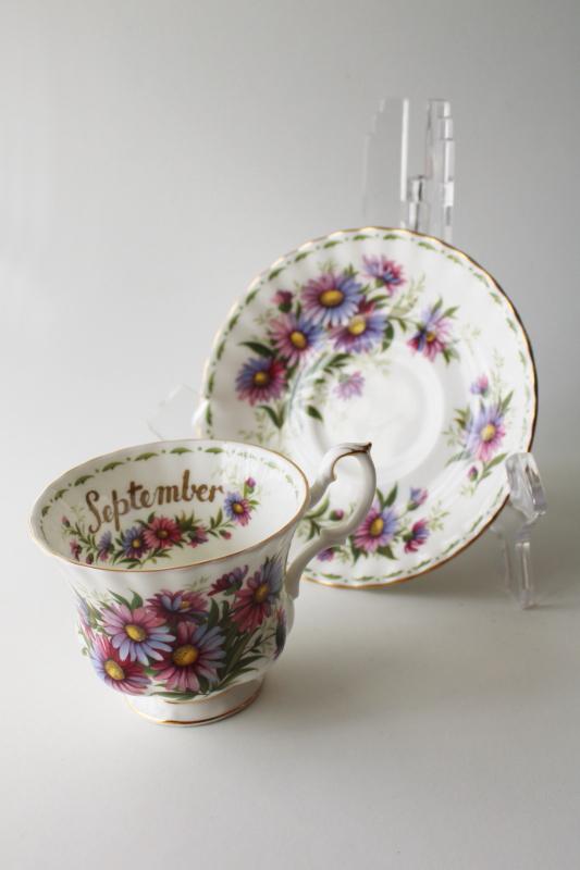 photo of vintage Royal Albert September daisy birthday flower of the month tea cup & saucer set #1