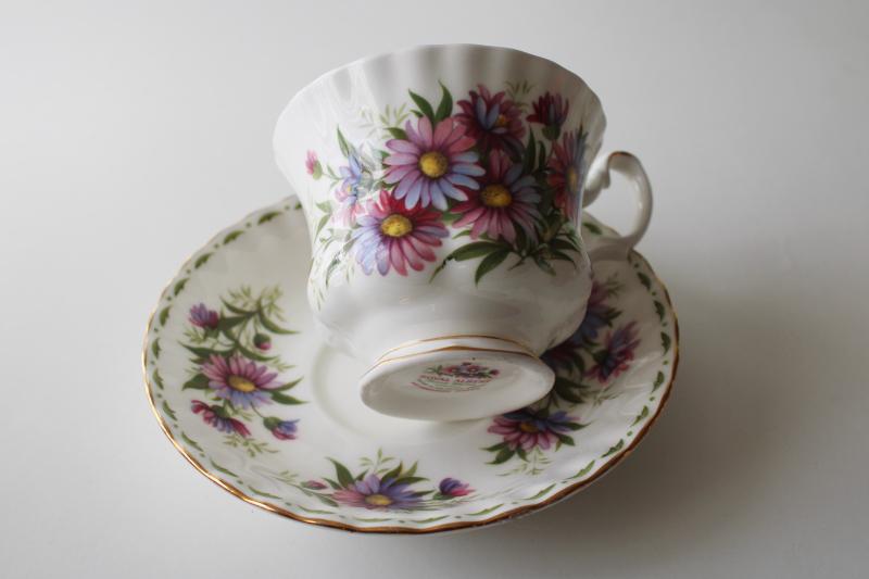 photo of vintage Royal Albert September daisy birthday flower of the month tea cup & saucer set #4