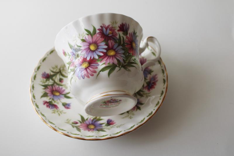 photo of vintage Royal Albert September daisy birthday flower of the month tea cup & saucer set #6