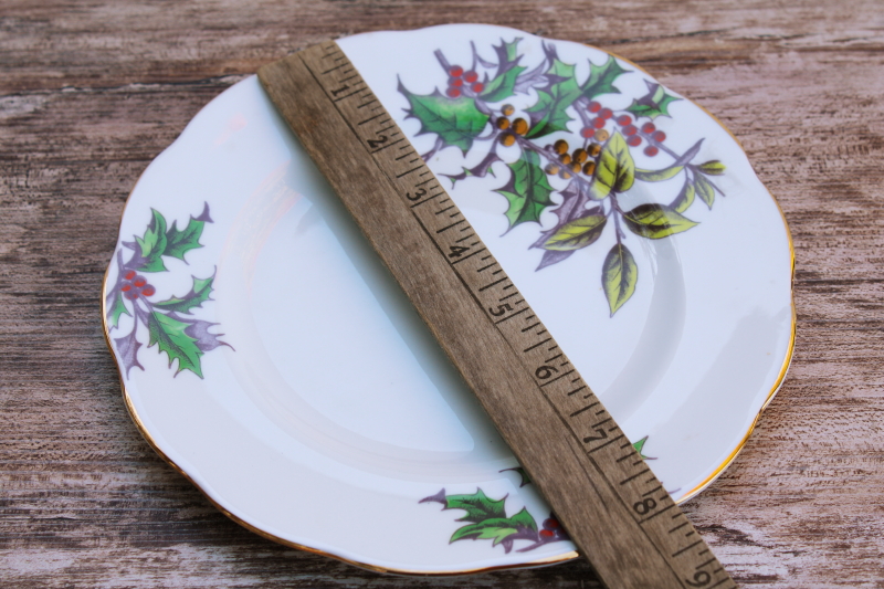 photo of vintage Royal Albert bone china plate, Christmas Holly December flower of the month #5