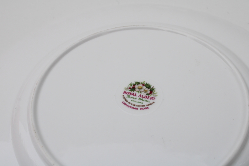 photo of vintage Royal Albert bone china plate December flower Christmas rose hellebore & holly #4