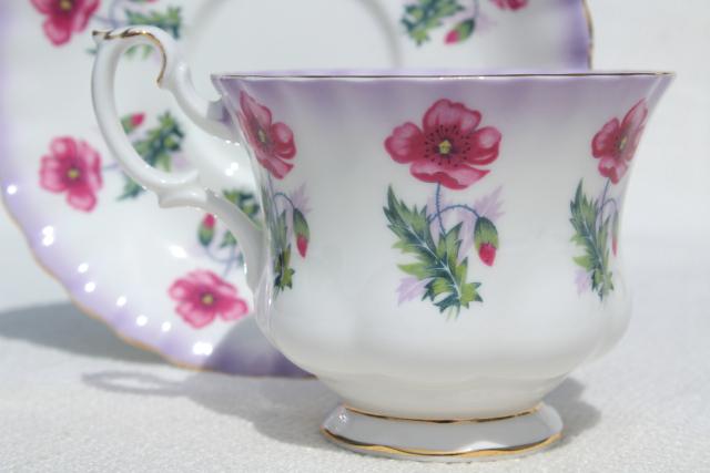 photo of vintage Royal Albert bone china tea cup & saucer, pink poppy floral poppies #4469 #3