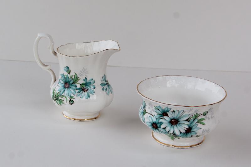 photo of vintage Royal Albert china, Marguerite pattern mini cream pitcher & open sugar #1