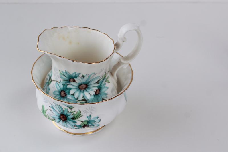 photo of vintage Royal Albert china, Marguerite pattern mini cream pitcher & open sugar #6