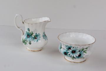 vintage Royal Albert china, Marguerite pattern mini cream pitcher & open sugar