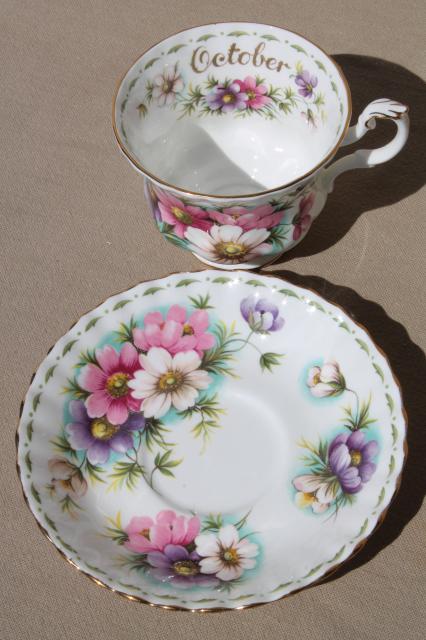 photo of vintage Royal Albert china cup & saucer for October birthday, birth month flowers #2