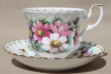 catalog photo of vintage Royal Albert china cup & saucer for October birthday, birth month flowers