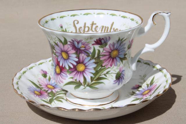 photo of vintage Royal Albert china cup & saucer for September birthday, birth month flowers #1