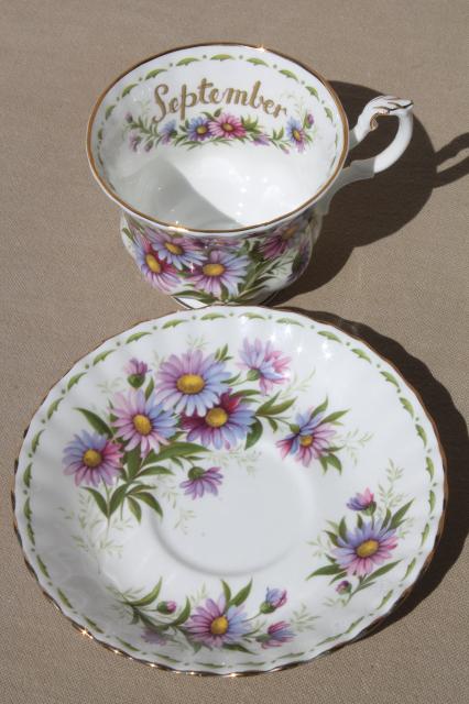 photo of vintage Royal Albert china cup & saucer for September birthday, birth month flowers #2