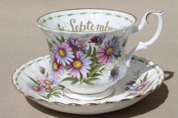 catalog photo of vintage Royal Albert china cup & saucer for September birthday, birth month flowers