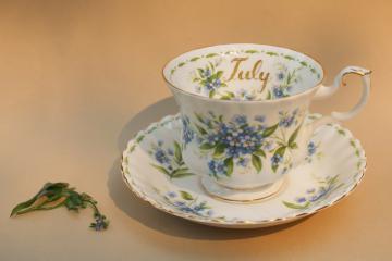 catalog photo of vintage Royal Albert china cup & saucer set July birthday month flowers