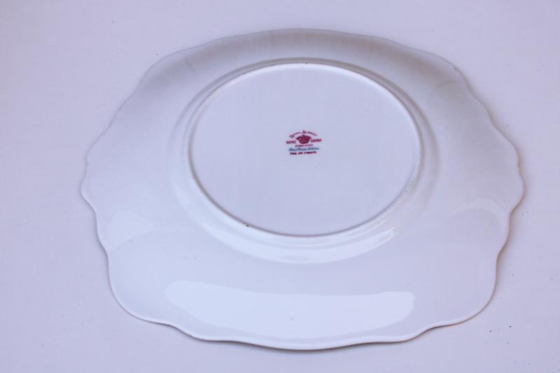 photo of vintage Royal Albert china petit point floral, square cake plate or tray with handles #3