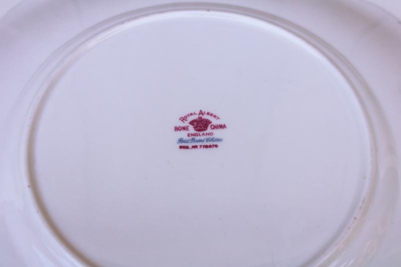 photo of vintage Royal Albert china petit point floral, square cake plate or tray with handles #4