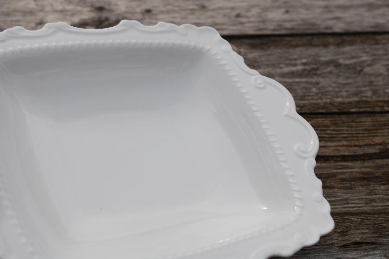 photo of vintage Royal Albert sandwich tray or dish, plain pure white bone china #2