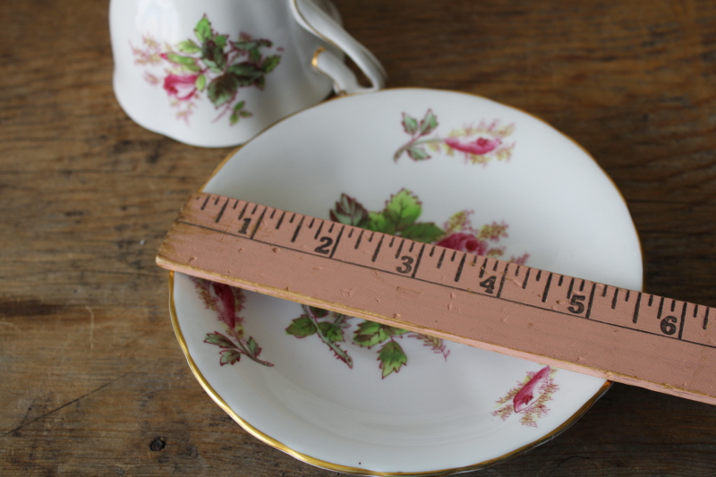 photo of vintage Royal Chelsea bone china tea cup & saucer pink moss rose pattern  #5