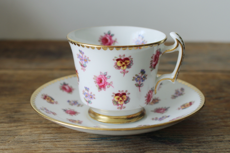 photo of vintage Royal Chelsea fine bone china tea cup & saucer tiny flowers English chintz floral  #1