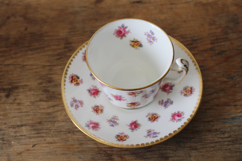 photo of vintage Royal Chelsea fine bone china tea cup & saucer tiny flowers English chintz floral  #2