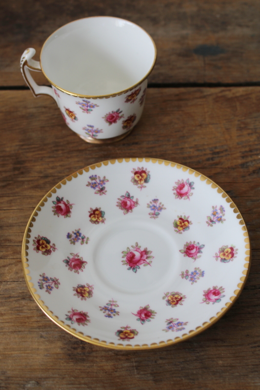 photo of vintage Royal Chelsea fine bone china tea cup & saucer tiny flowers English chintz floral  #3