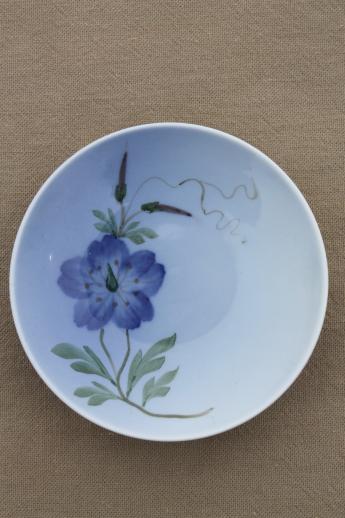 photo of vintage Royal Copenhagen hand painted china miniature plate shaded blue bindweed flower #1