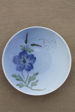 catalog photo of vintage Royal Copenhagen hand painted china miniature plate shaded blue bindweed flower