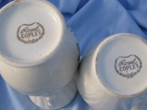 photo of vintage Royal Copley shabby roses china, ivory ewer pitcher and urn vase #5