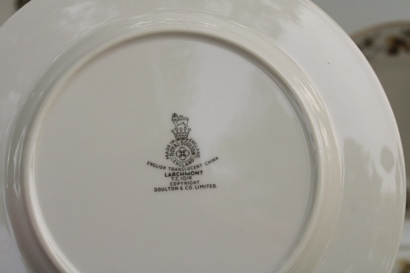 photo of vintage Royal Doulton England Larchmont leaves border china dessert set, cake tray & small plates  #3