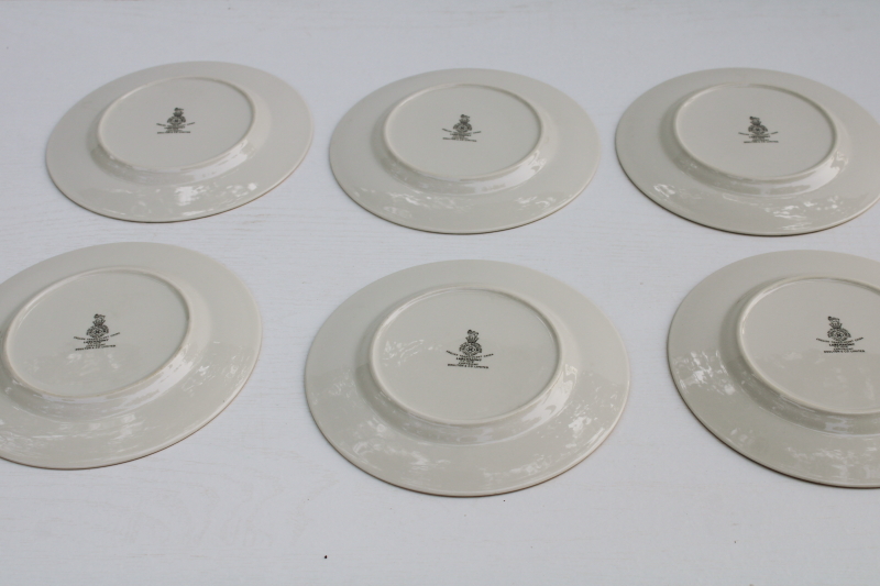 photo of vintage Royal Doulton England Larchmont leaves border china dessert set, cake tray & small plates  #7