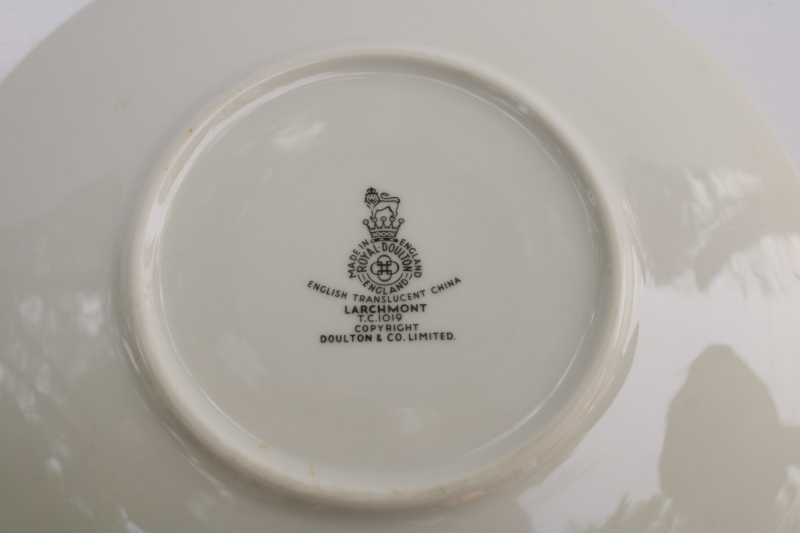 photo of vintage Royal Doulton English china tea cups and saucers, Larchmont leaves in brown & moody greens  #4