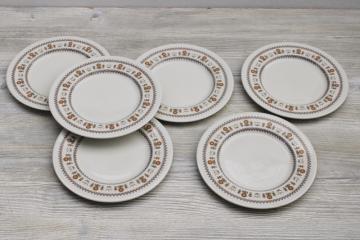 catalog photo of vintage Royal Doulton Kimberley salad plates, folk art flowers border pattern