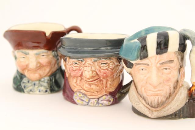 photo of vintage Royal Doulton Toby jug miniature mugs, Falconer, Charley, Tony Weller #1