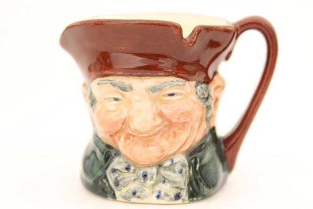 photo of vintage Royal Doulton Toby jug miniature mugs, Falconer, Charley, Tony Weller #3