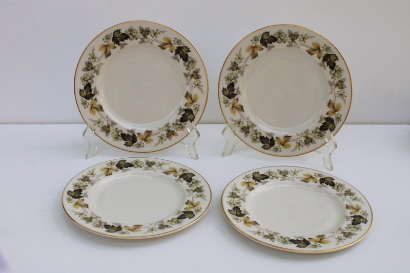 photo of vintage Royal Doulton china salad plates set of 4, Larchmont leaf border pattern #1