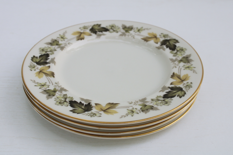 photo of vintage Royal Doulton china salad plates set of 4, Larchmont leaf border pattern  #6