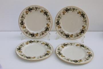 catalog photo of vintage Royal Doulton china salad plates set of 4, Larchmont leaf border pattern 