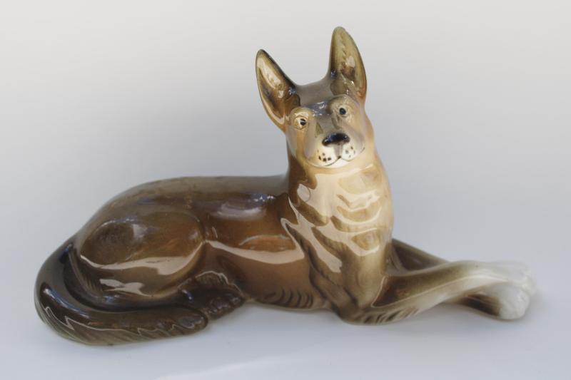 photo of vintage Royal Dux Czechoslovakia china figurine, German Shepherd dog #1