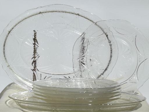 photo of vintage Royal Lace  clear depression glass plates and platters #1