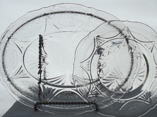 photo of vintage Royal Lace  clear depression glass plates and platters #2