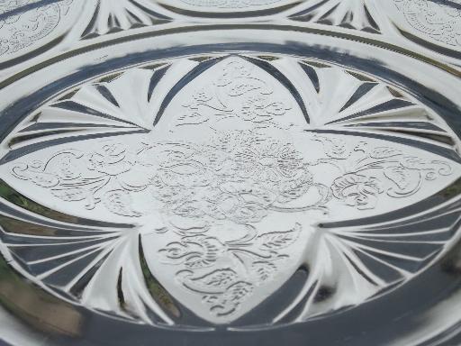 photo of vintage Royal Lace  clear depression glass plates and platters #7