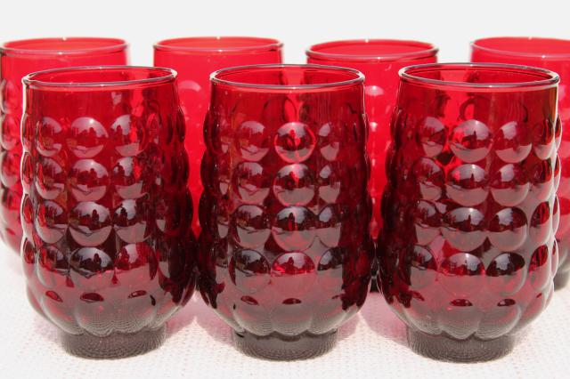 photo of vintage Royal Ruby red bubble pattern Anchor Hocking juice glasses tumblers #1